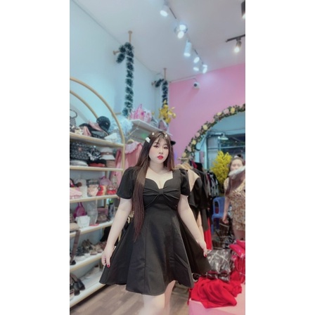 (SHOP BIGSIZE nữ 50kg đến 90kg ) đầm nơ dáng xoè siêu hot cho nàng đi tiệc D60