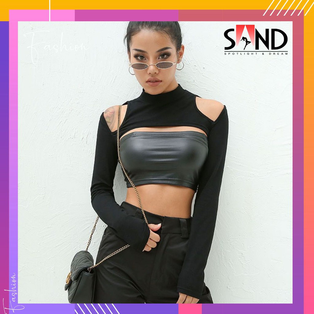 Áo Croptop Dài Tay Cut Out Khoét Vai