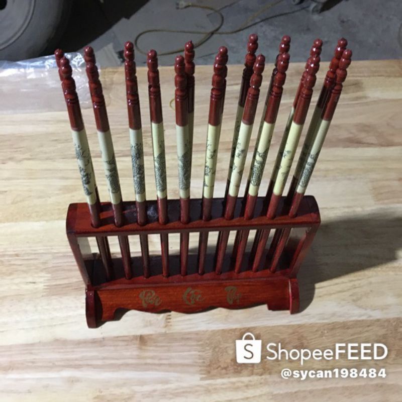 Bộ Đũa Thờ mỹ nghệ gắn đá cao cấp 10 đôi
