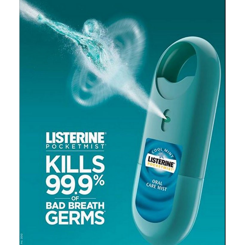 Bộ 2 chai nước xịt thơm miệng Listerine Cool Mint Pocketmist của Mỹ