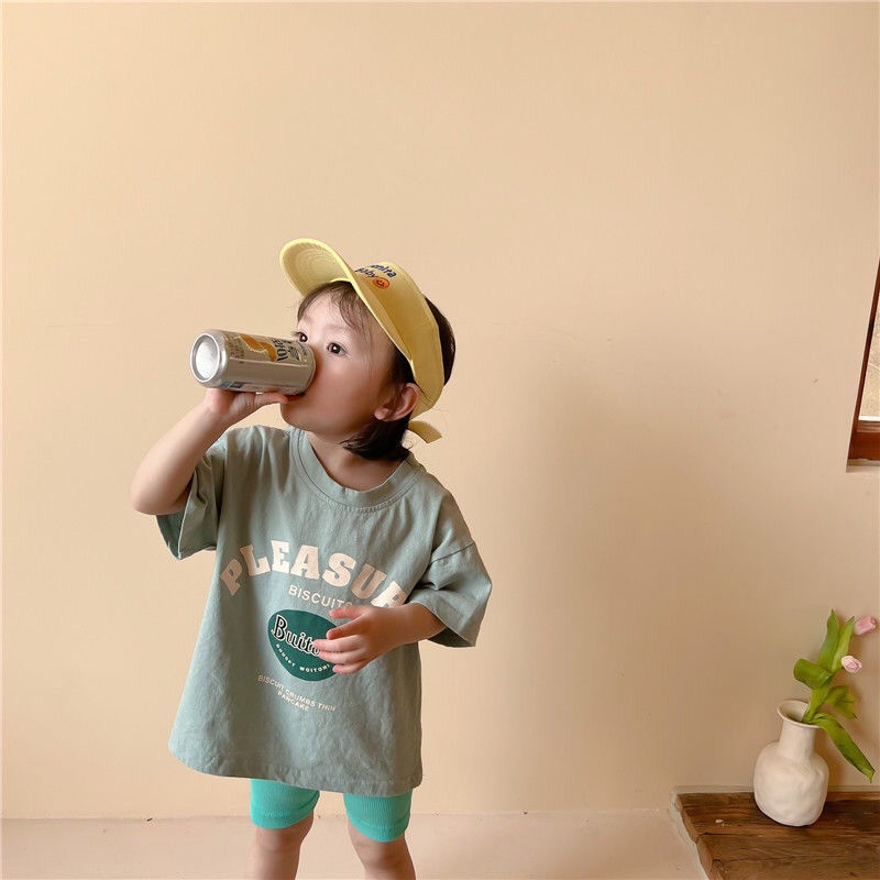 Bộ Trang Phục Gồm Áo Thun Tay Ngắn Và Quần Dài Bằng Vải Cotton Thời Trang Mùa Hè Dành Cho Bé Gái 5 Món