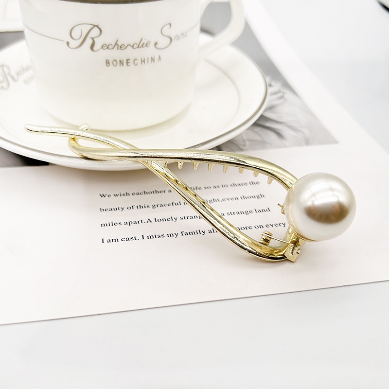 Kẹp Tóc Ếch Dạng Xoắn Đính Ngọc Trai Đơn Giản Cá Tính