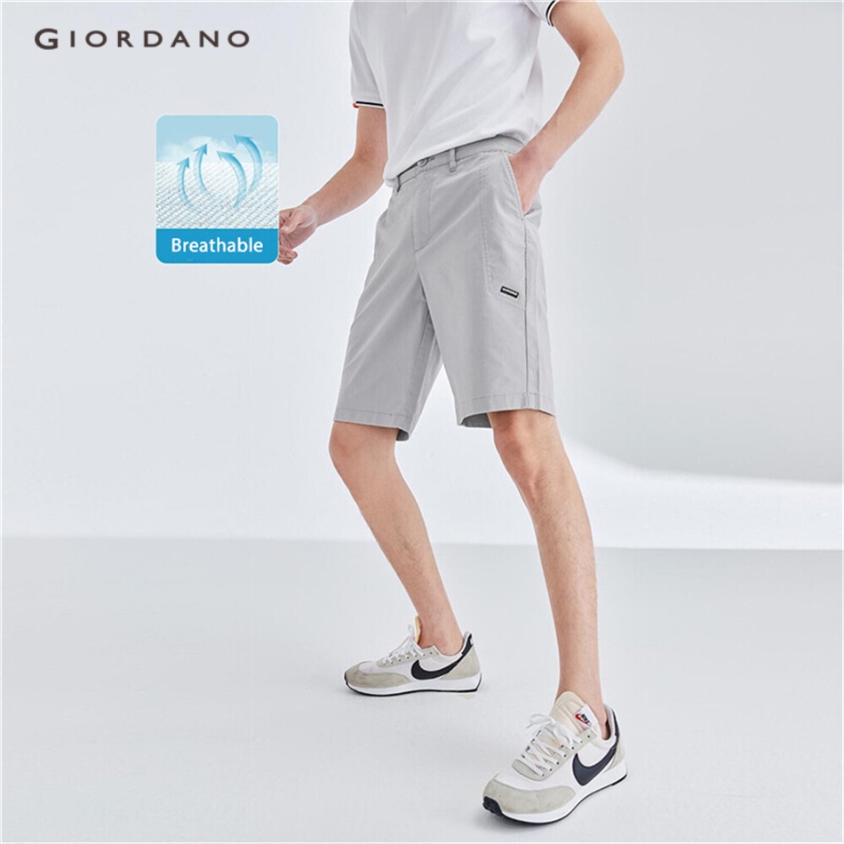 Quần đùi Giordano 01102305 cạp vừa mỏng nhẹ có túi viền gân chất cotton đàn hồi trẻ trung thời trang mùa hè dành cho nam