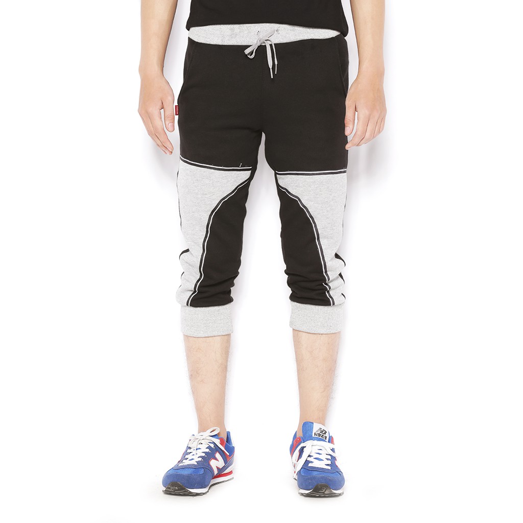 [Mã LT50 giảm 50k đơn 250k] Quần lửng jogger nam phối xám đen Phúc An 1018