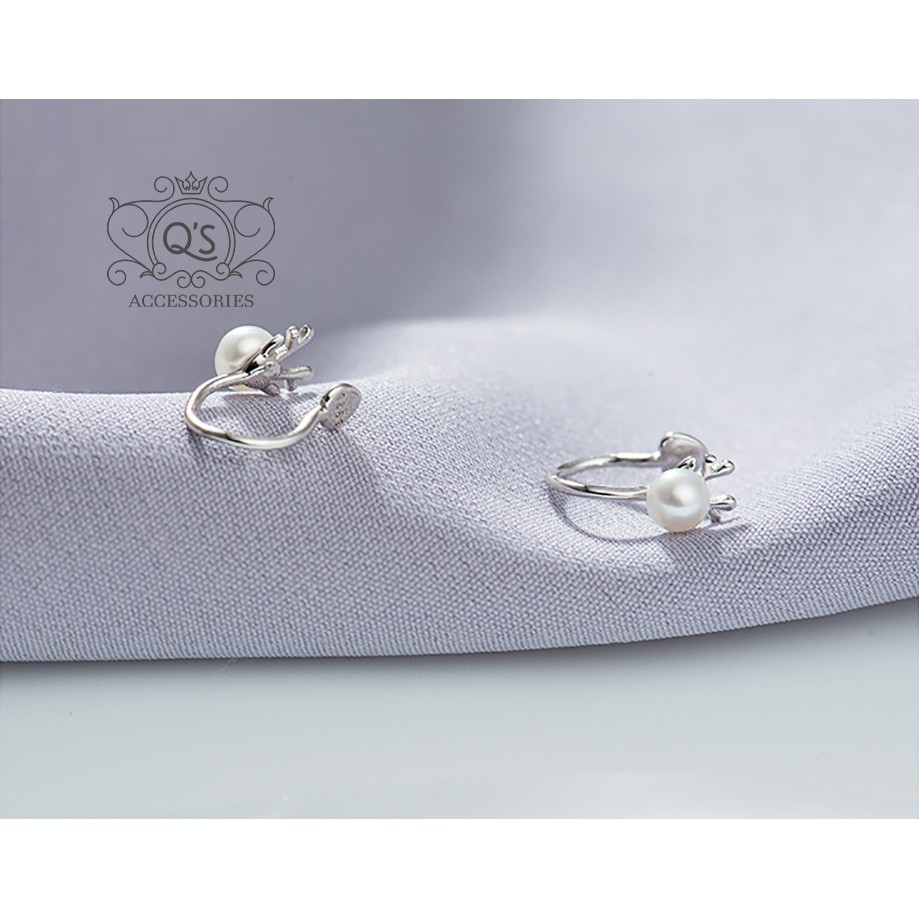 Khuyên tai bạc 925 nữ kẹp vành không cần lỗ ngọc trai giả S925 PEARL QA SILVER Earrings EA220406