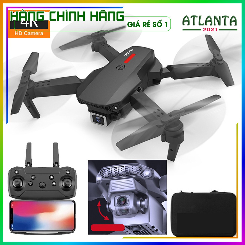 Flycam,Flycam mini giá rẻ E88 Định vị Độ cao,Kết Nối WIFI-2 Camera 4K-Chụp Ảnh Quay ViDeo Trên Không-Atlanta