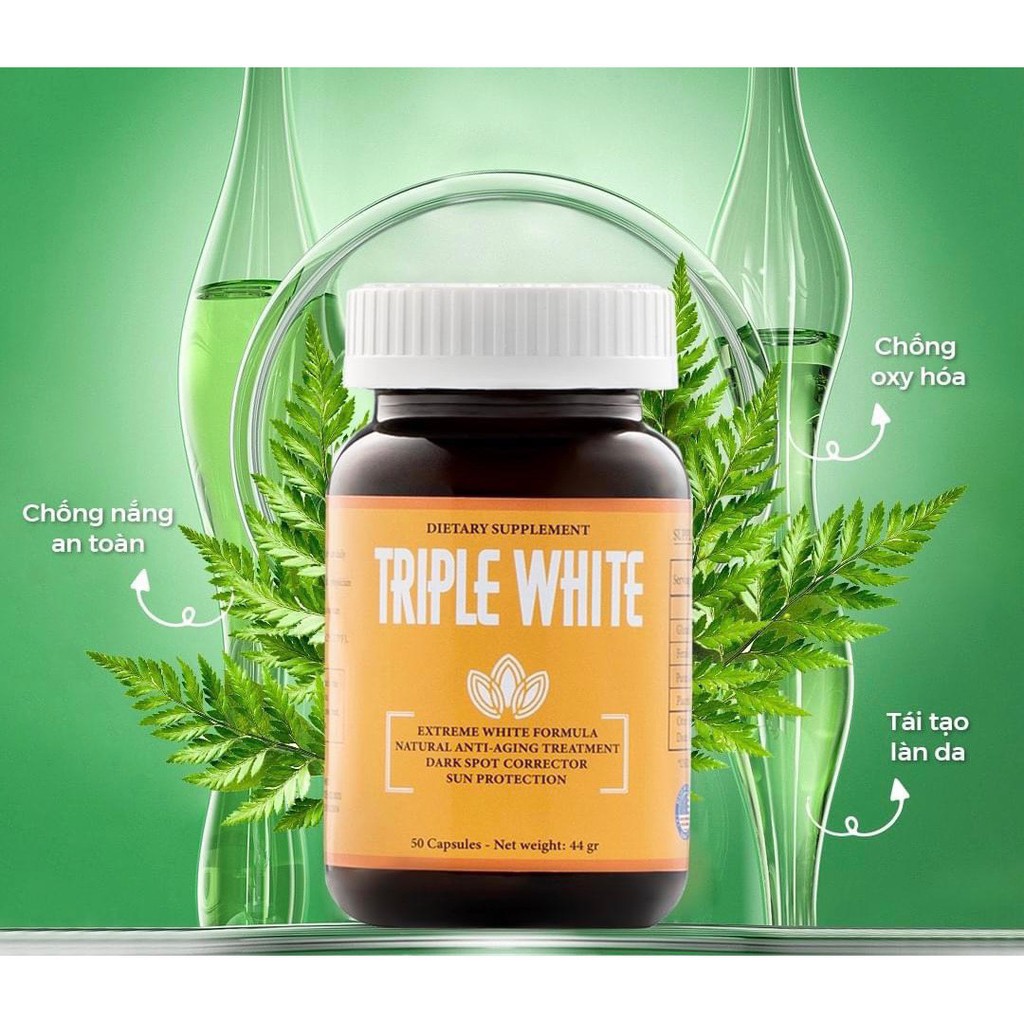 HÀNG NHẬP KHẨU - Viên Uống Trắng Sáng Da Chống Nắng Giảm Thâm Sạm Nám Chống Lão Hóa TRIPLE WHITE / MIRACLE Hộp 50 Viên