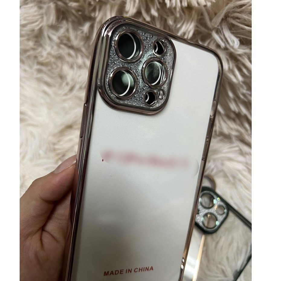 VIỀN VUÔNGỐp Điện Thoại KF TPU Mềm Họa Tiết Kim Cương Lấp Lánh BẢO VỆ CAMERA Cho iPhone 7 8 X XS 11 12 13 PLUS PRO MAX