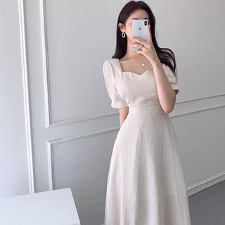 (Order) Váy tiểu thư Hàn quốc basic cổ vuông thắt nơ