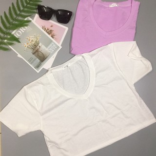 Áo thun croptop form rộng cổ tim VST