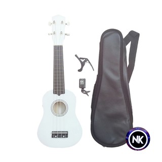 Gói Ukulele Soprano trơn nhiều màu + Bao da + Máy lên dây + Capo - Có Sẵn