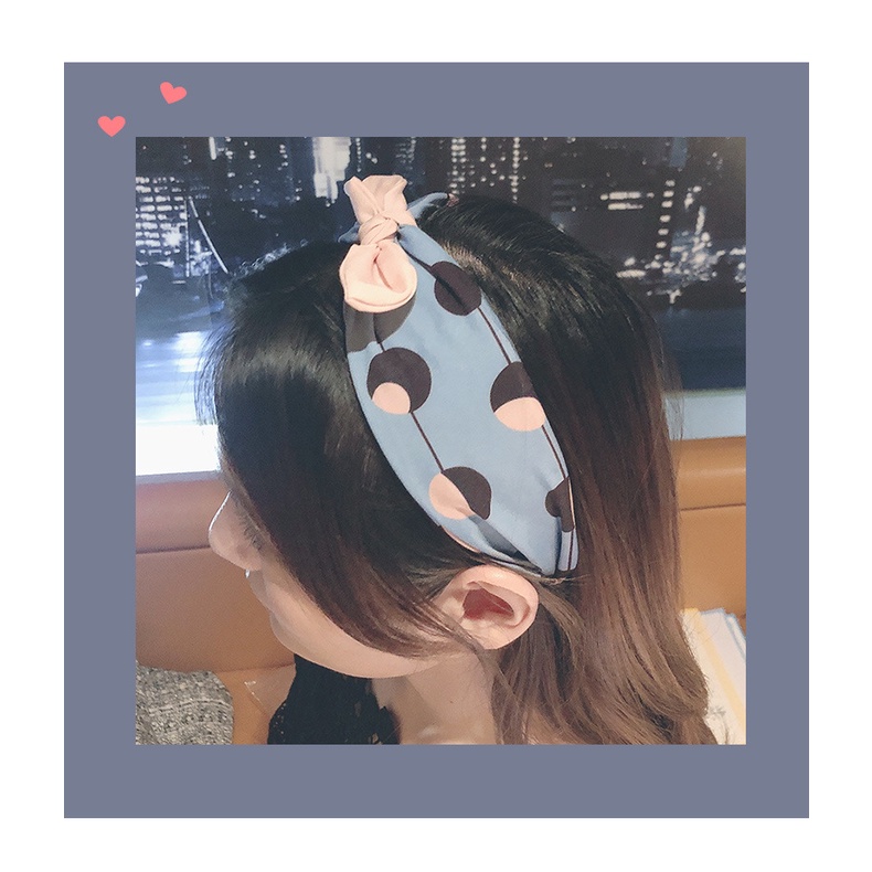 Băng Đô Cài Tóc Thắt Nơ Họa Tiết Chấm Bi Màu Sắc Ngọt Ngào Phong Cách Hàn Quốc