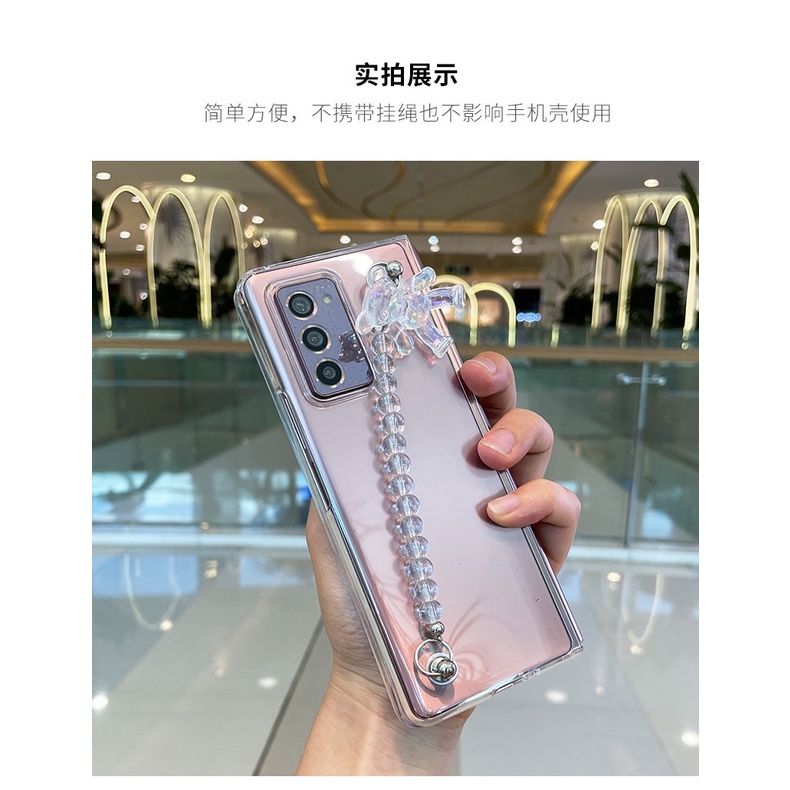 Bao Da Điện Thoại Trong Suốt Màu laser Hình Gấu diy Cho samsung galaxy z fold 5 4 3 2 5g Ốp