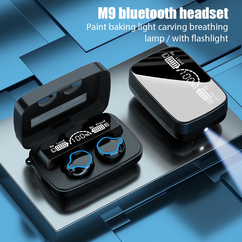 Tai Nghe Không Dây Bluetooth M9 IPX7 Chống Nước Giảm Tiếng Ồn Có Màn Hình LED Hiển Thị Cho Xiaomi iPhone Android