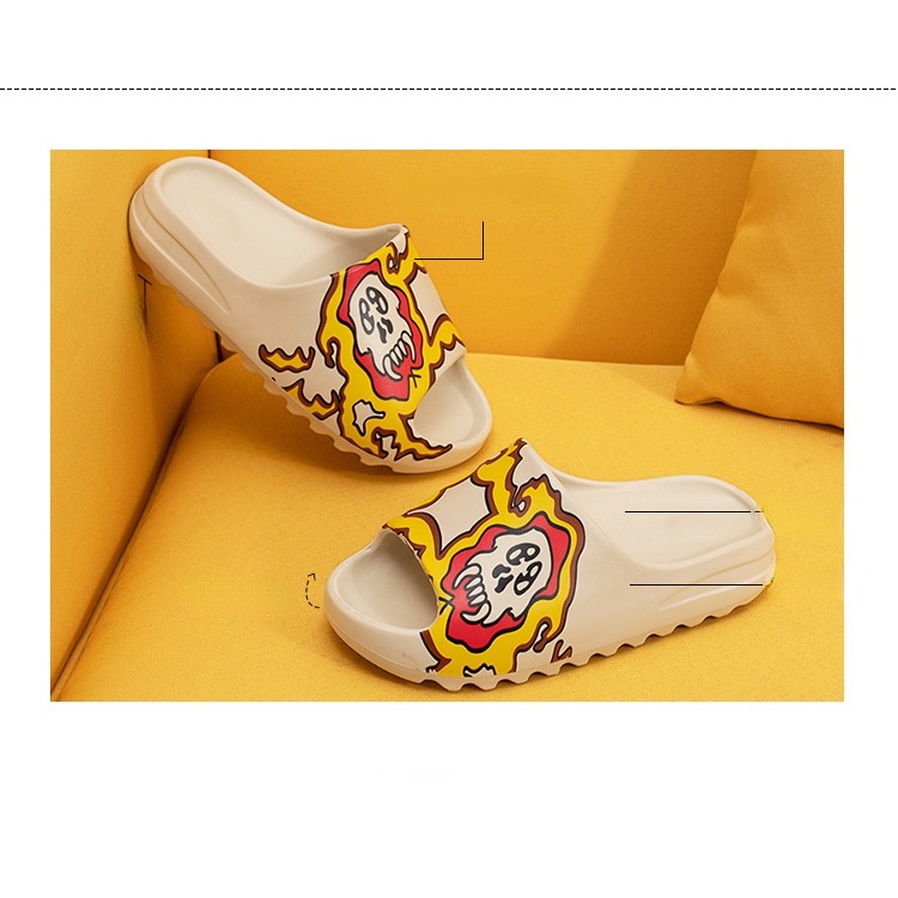 Dép Quai Ngang Đế Dày Họa Tiết Graffiti Cá Tính Cho Nữ