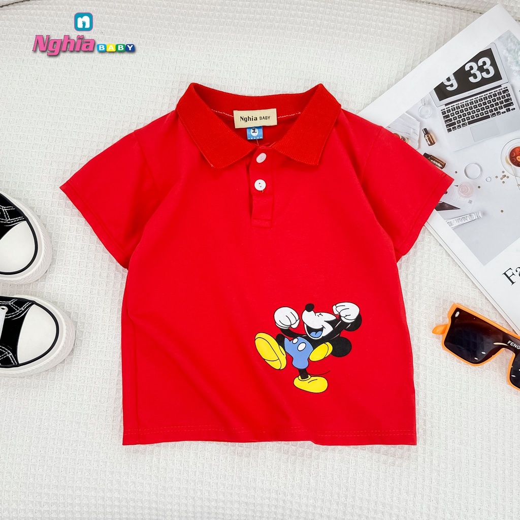 Áo Polo bé trai NGHĨA BABY chất vải mềm mịn, thoáng khí, kiểu dáng năng động 8-18kg