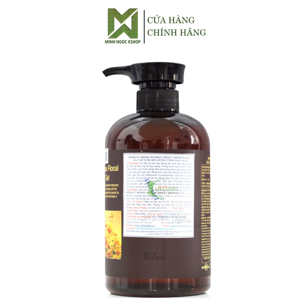 Sữa tắm trắng da hương nước hoa BEBECO Aroma Floral 750ML | BEBECO cao cấp Hàn Quốc