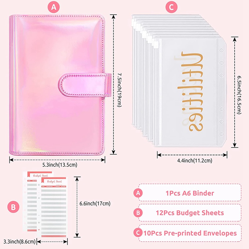 Set sổ còng theo dõi chi tiêu kèm túi zip đựng tiền in sẵn