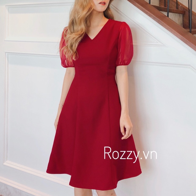 🍃🍃 Nira dress váy phối tay voan cổ V có ba màu