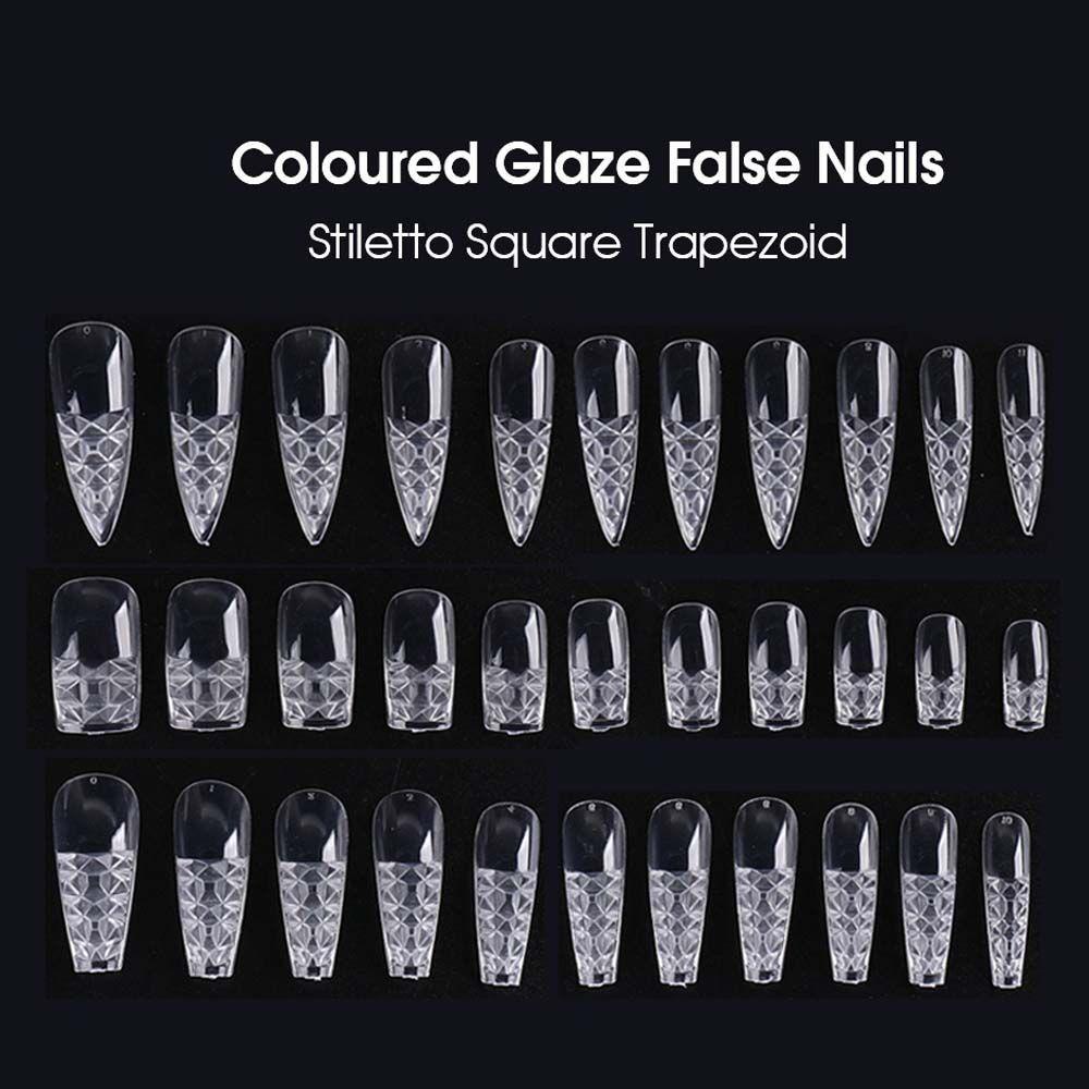 Bộ Móng Tay Giả Màu Trong Suốt Hình Vuông|Móng Tay Giả Trang Trí Nghệ Thuật