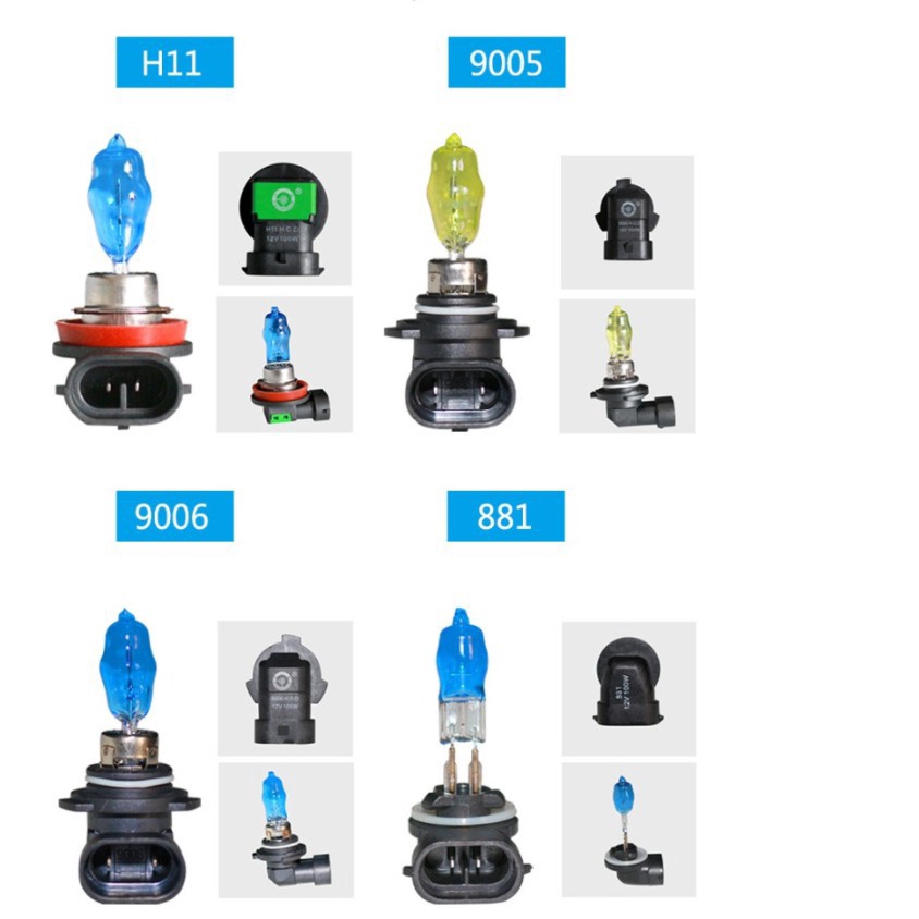 Bộ 2 Bóng Đèn Pha Halogen 100w H1 H7 H4 H8 H11 9005 Hb3 9006 Hb4 Tiện Lợi Cho Xe Hơi