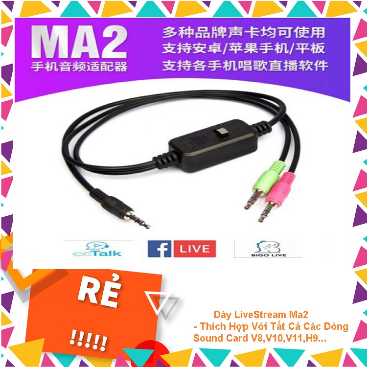 Dây Live Stream 3 Màu XOX MA2- Giắc Live Stream Thu Âm Cao Cấp - MA2 Audio Adapter Chính Hãng Bảo Hành 6 Tháng