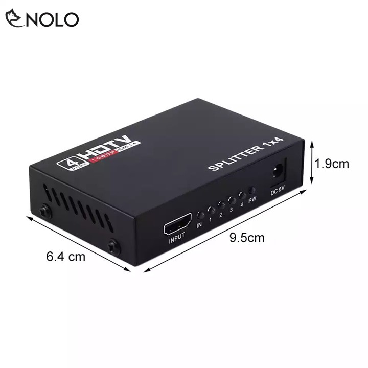 Box Chia HDMI 1 Ra 4 SPLITTER 1x4 Chất Lượng Ful HD 1080p Chất Liệu Hợp Kim Tặng Kèm Nguồn