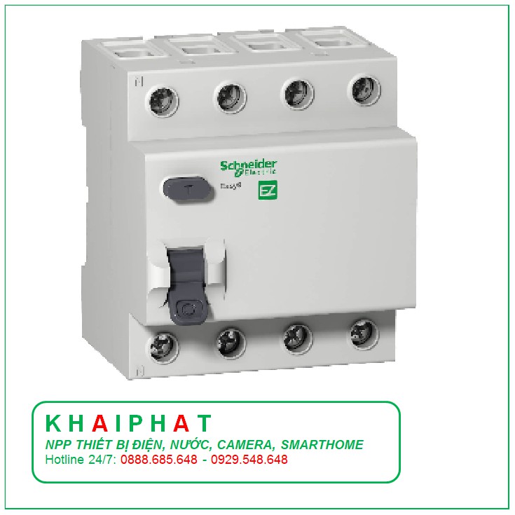 Schneider RCCB 4P 40A,63A 300mA Cầu dao chống rò, chống giật, Áp tô mát chống giật 4 cực, chống rò  - KHẢI PHÁT ELECTRIC