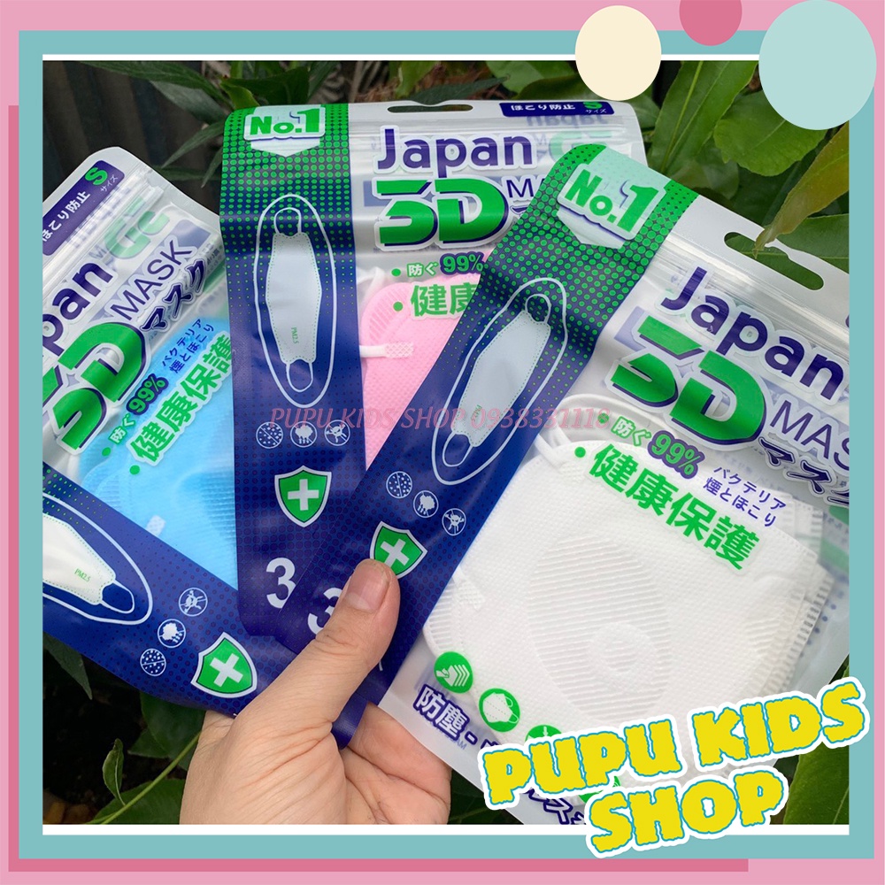 Set 5 khẩu trang gấu kháng khuẩn Japan 5D cho bé