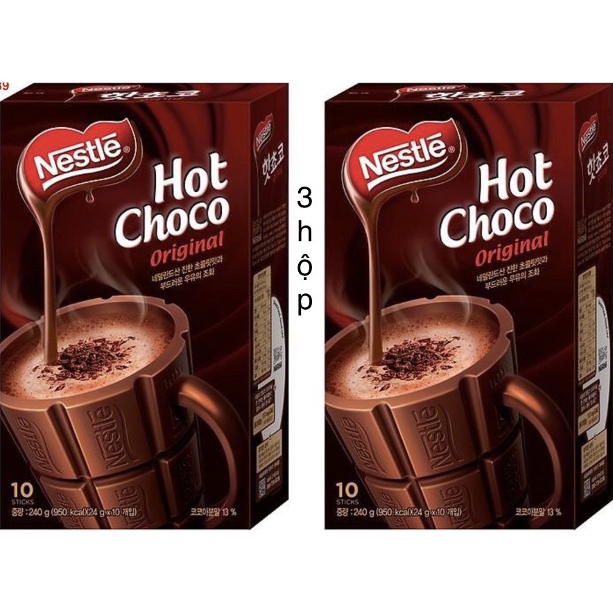 Combo 3 hộp Nestle Hot Choco Original 240gr - Bột Cacao Nestle (10 gói x 24gram) Nhập Khẩu Hàn Quốc date 2023