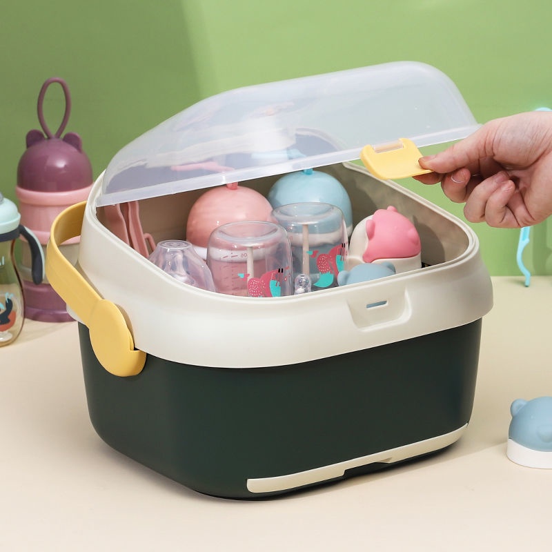 Hộp Đựng Bình Sữa Em Bé Đa Năng Có Nắp Đậy Chống Bụi Tiện Dụng