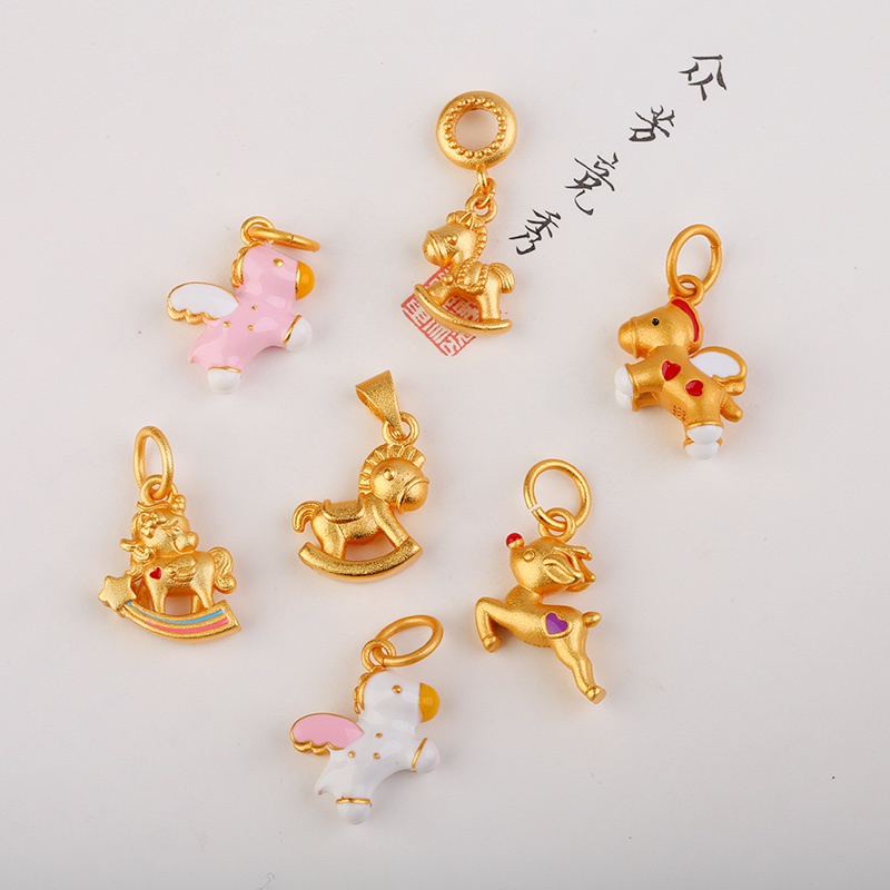 [Hàng Có Sẵn Giao Hàng Ngay Lập Phương] Vòng Đeo Tay Mặt Hình Ngựa Con Tráng Men Màu Vàng Cát Chống Oxy Hóa Cỡ Nhỏ Phụ Kiện Vòng Tay diy Cho Nam Và Nữ