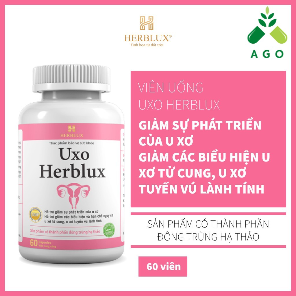 Viên uống giảm u xơ Uxo Herblux giảm nguy cơ u xơ tử cung, u xơ tuyến vú lành tính - TPCN AGO