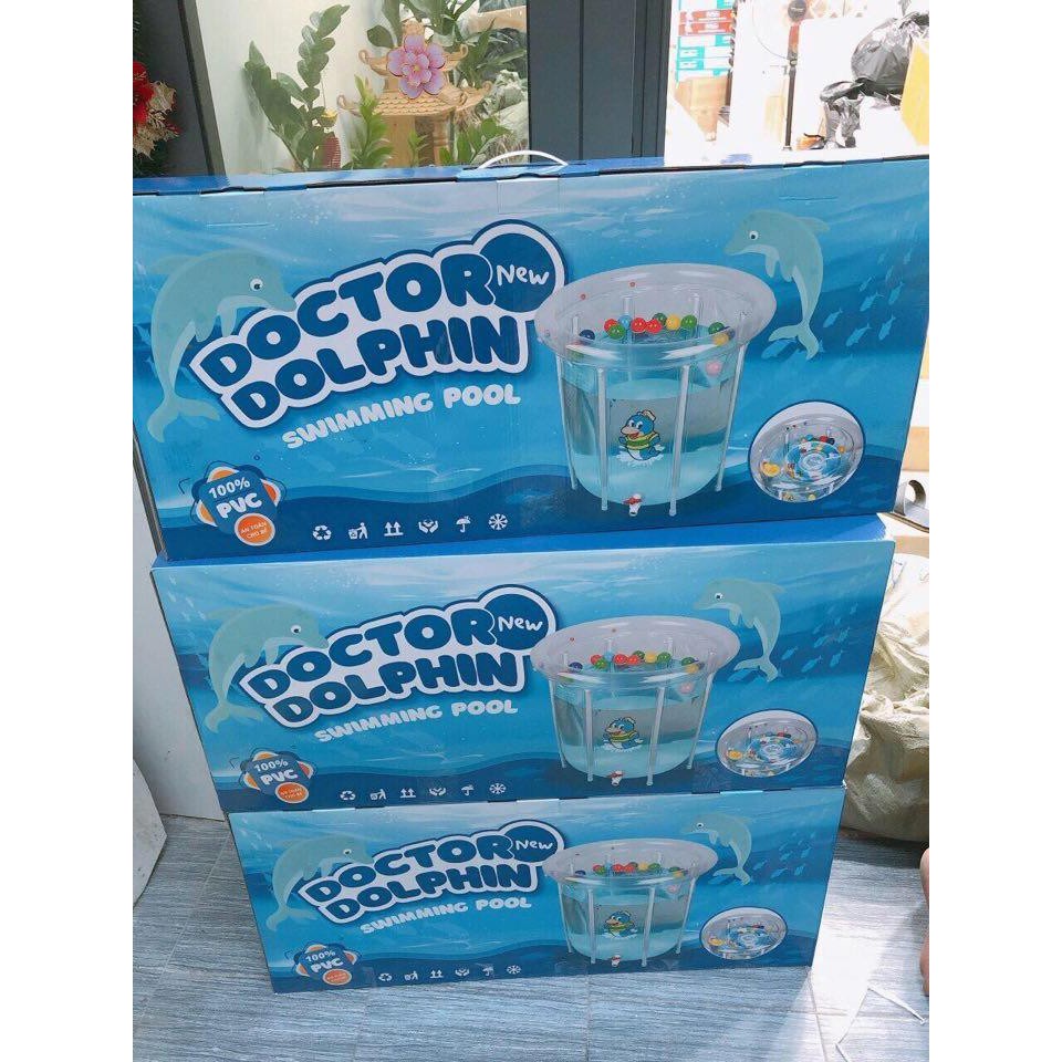 Set Bể bơi phao tròn kèm phao cổ, bơm chân cho bé sơ sinh size lớn 80x80cm hiệu Dolphin