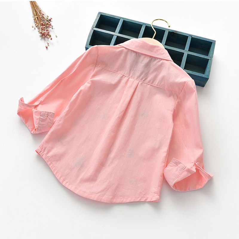 Áo Sơ Mi Dài Tay Thêu Hoa Cho Bé Gái