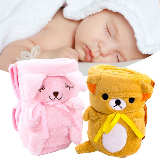 Chăn/ mền lông tuyết hình thú cho trẻ sơ sinh và trẻ nhỏ siêu mềm mịn - Khăn quấn ủ ấm cho bé trai và bé gái