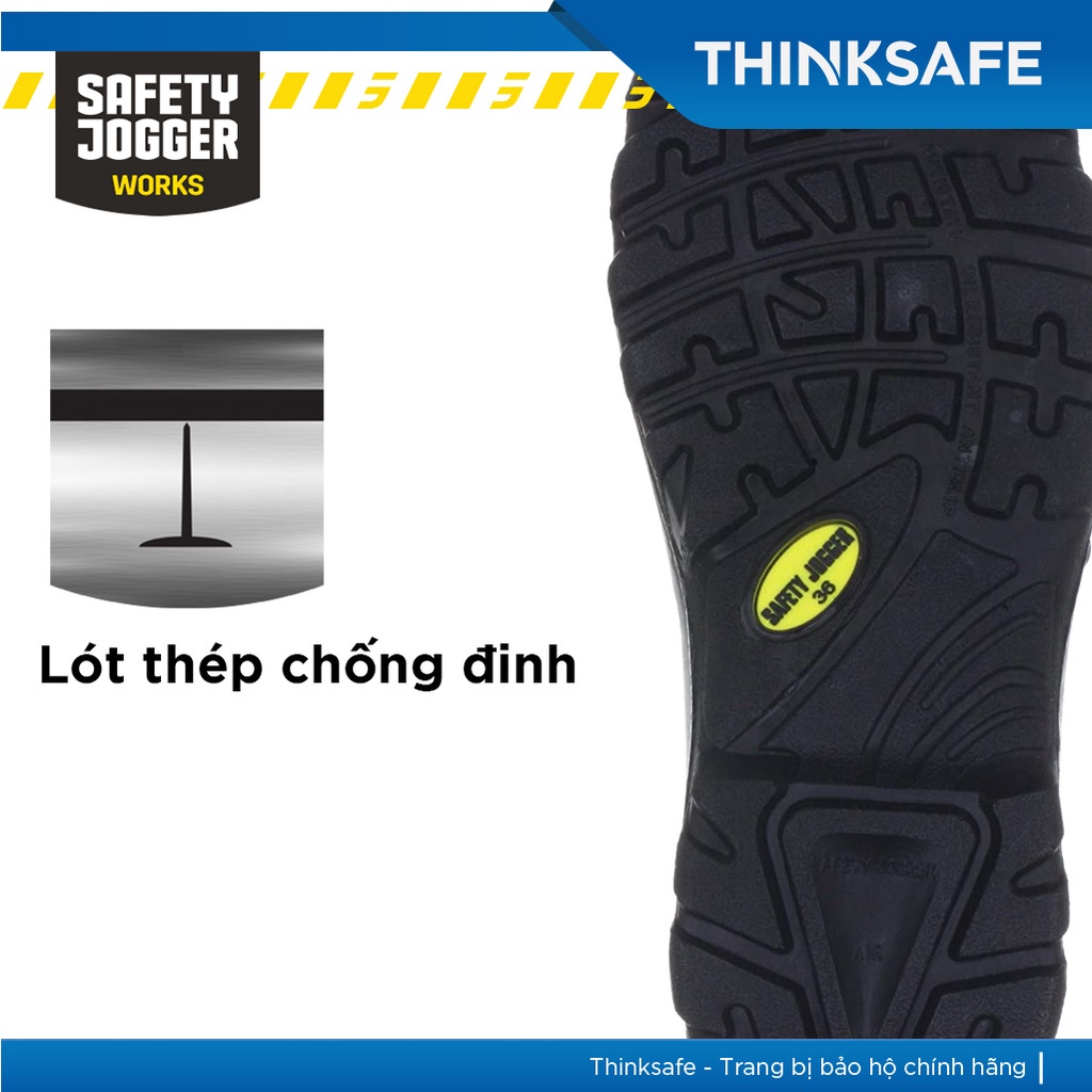 Giày bảo hộ Safety Jogger Aura S3 da bò cao cấp siêu bền, chống tĩnh điện, cấu tạo phi kim(đen) - Thinksafe