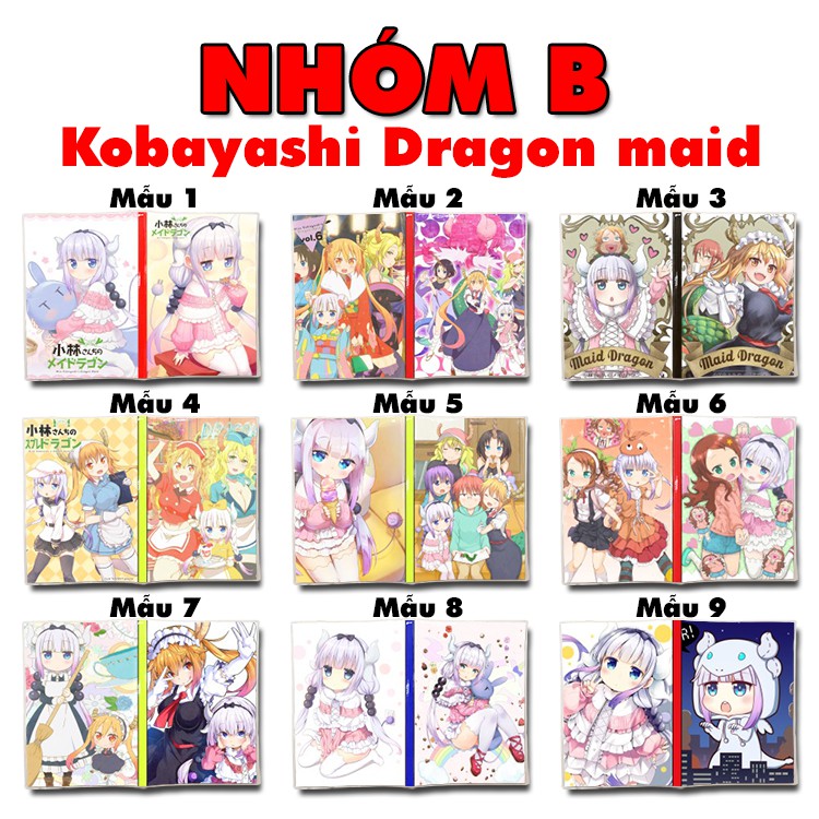 Sổ tay Anime Ero manga + kobayashi dragon Maid khổ A5 bìa in hình hoạt hình xinh xắn giấy dày có kẻ sọc 120 trang