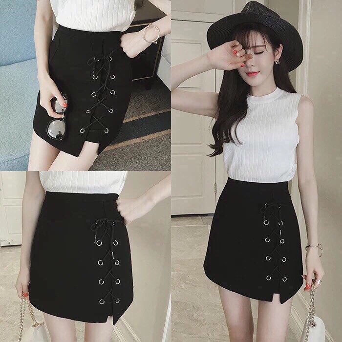 Chân váy kaki đan dây 1 bên cực xinh xắn hot hit xinh xinh