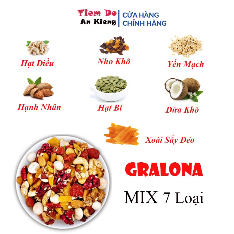 Granola Loại 1 Siêu Hạt 500Gram Ngũ Cốc Ăn Kiêng Giảm Cân.