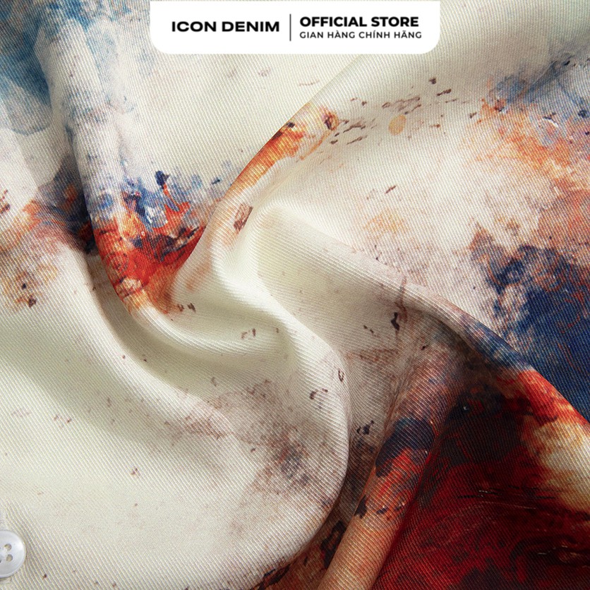 Áo Sơ Mi Nam ICON DENIM Tay Ngắn Cổ Bẻ Họa Tiết Họa Tiết Vẩy Sơn Watercolor Art Phom Xuông | BigBuy360 - bigbuy360.vn