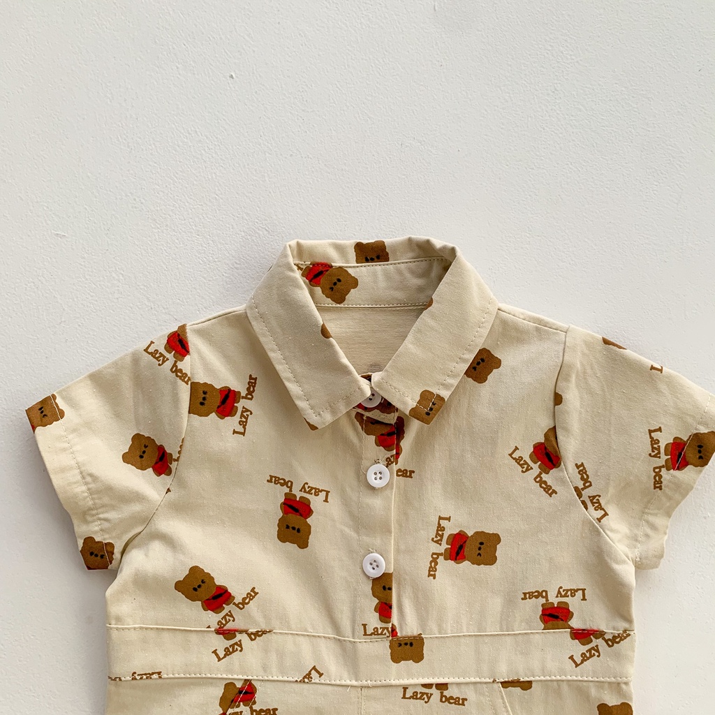 Bộ Áo Liền Quần Tay Ngắn Dễ Thương Cho Bé Trai Sơ Sinh