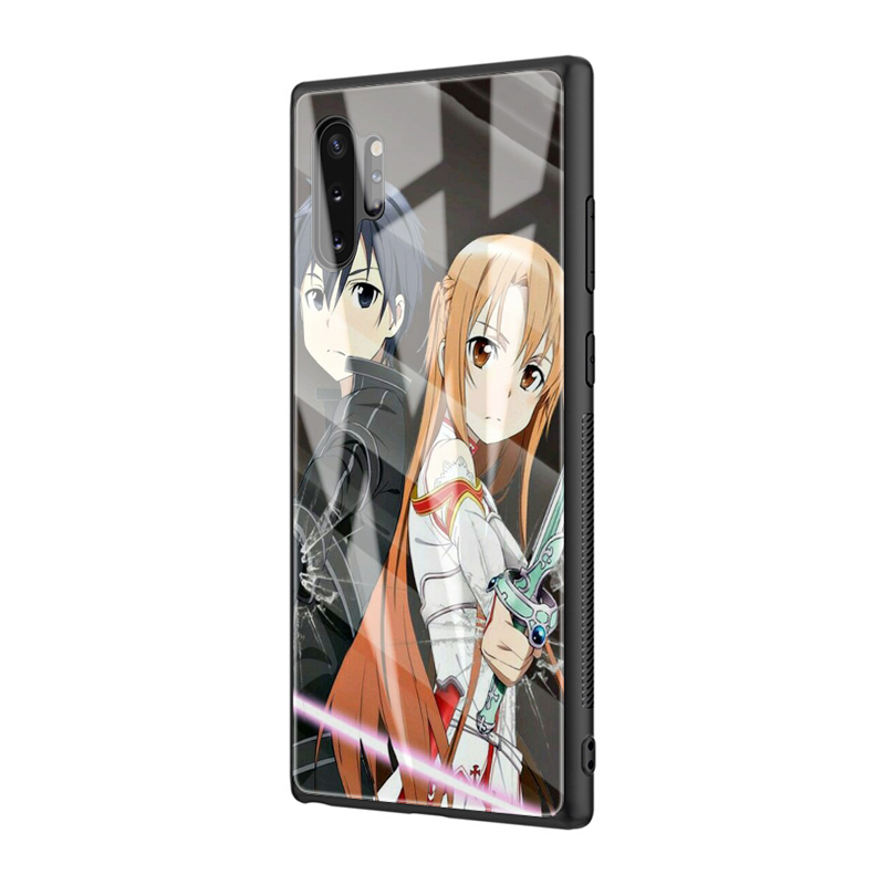 Ốp Lưng Kính Cường Lực In Hình Sword Art Online Nhật Bản Cho Samsung Note 8 9 10 S7 Edge S8 S9 S10 S20 Ultra Lite Plus