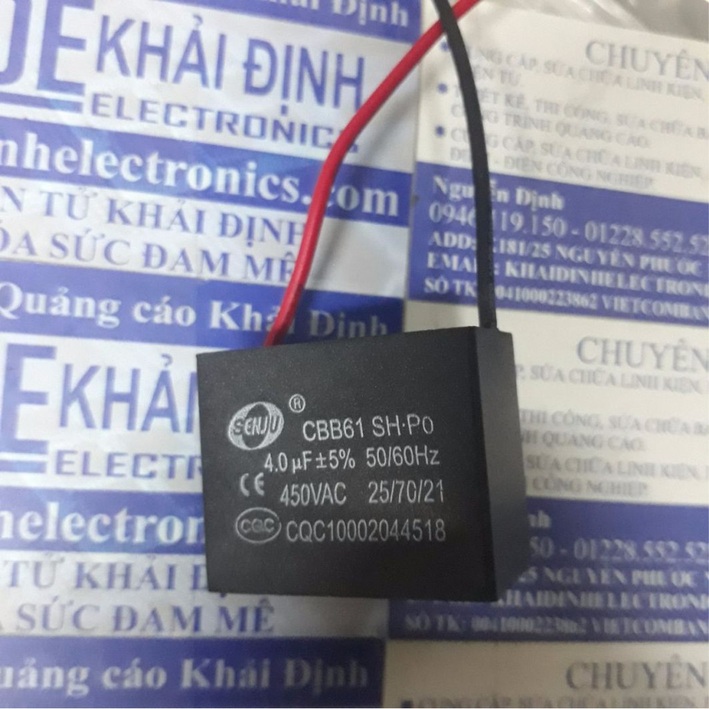 2 cái TỤ CBB61, TỤ QUẠT 450V, ĐEN 4.0UF kde3997