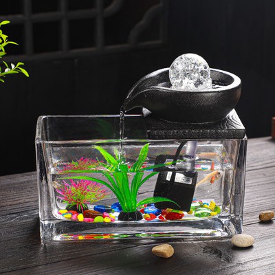 BỂ CÁ PHONG THỦY VIÊN NGỌC MINI, CÒ ĐÈN, BỂ CÁ ĐỂ BÀN TÀI LỘC, SIZE LỚN ✅
