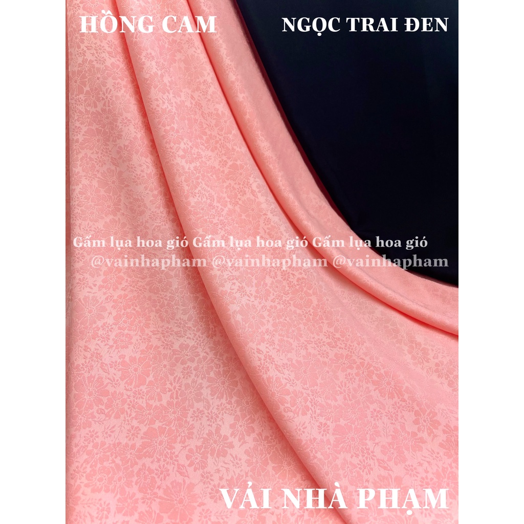 GẤM LỤA HOA GIÓ NỀN HỒNG CAM - VẢI ÁO DÀI - KHỔ VẢI 1.5M - VẢI NHÀ PHẠM