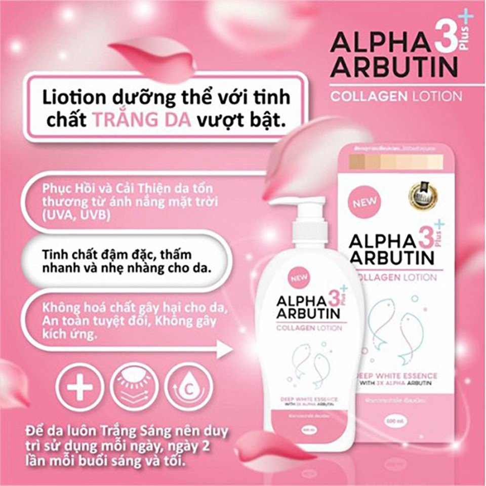 Lotion Sữa Dưỡng Thể Trắng Da Alpha Arbutin Mẫu Mới 3+ Plus Thái Lan 500ml