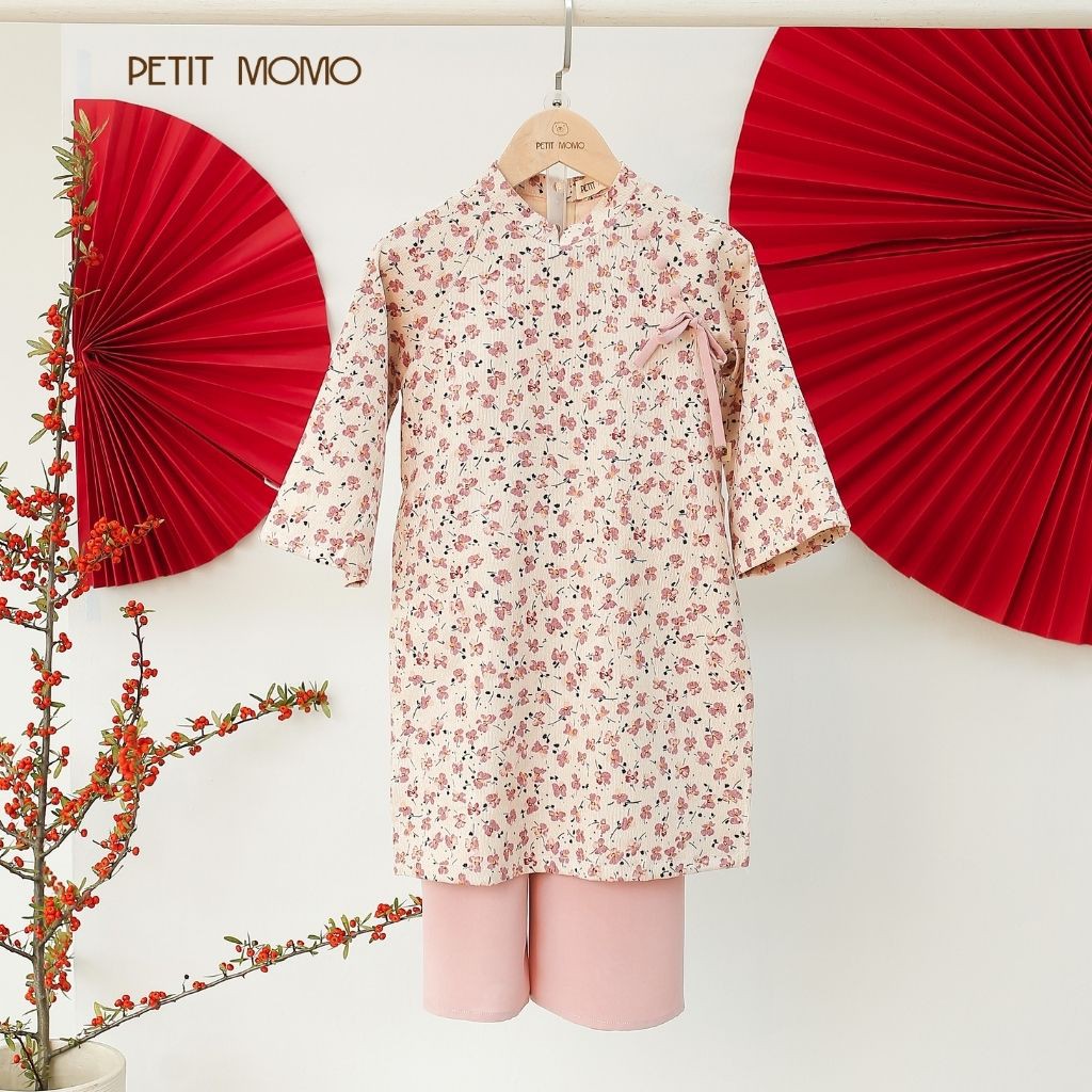 [Mã BMLTA50 giảm 10% đơn 99K] Bộ Áo Dài Tết Hoa Nhí Cho Bé Gái (1-6 tuổi) PETIT MOMO H111