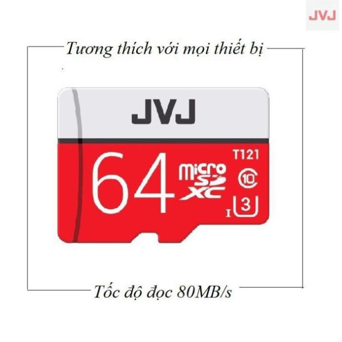 [GIÁ TẬN GỐC]  JVJ U3 Class 10 Thẻ nhớ 64G Pro– chuyên dụng cho CAMERA, Chính hãng, Bảo hành 5 năm.