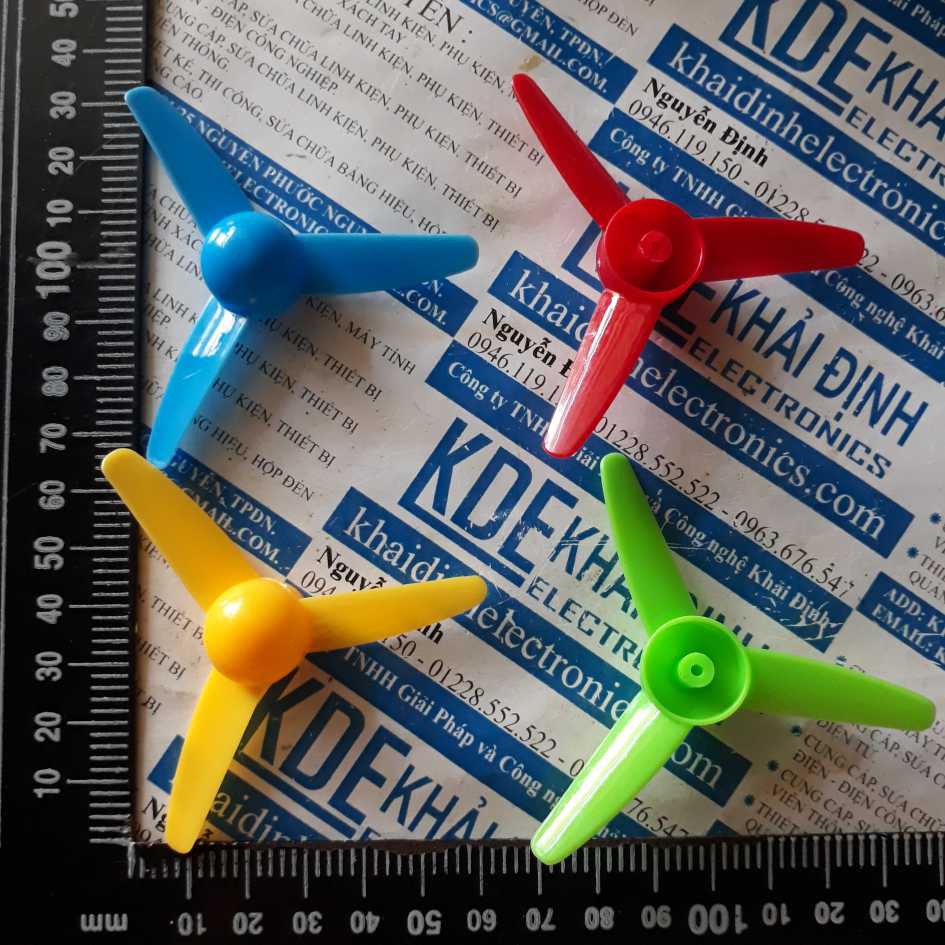 combo 5 cái cánh quạt 3 cánh 80mm, trục 2mm, màu đỏ/vàng/xanh lá/xanh dương kde2925